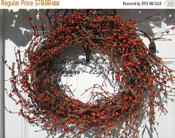 BITTERSWEET BERRY WREATH ~ Faux Bittersweet Berry Wreath ~ Rustic Look Pip-Berry Door Wreath ~Thanksgiving Door Decor ~Thanksgiving Wreath ~