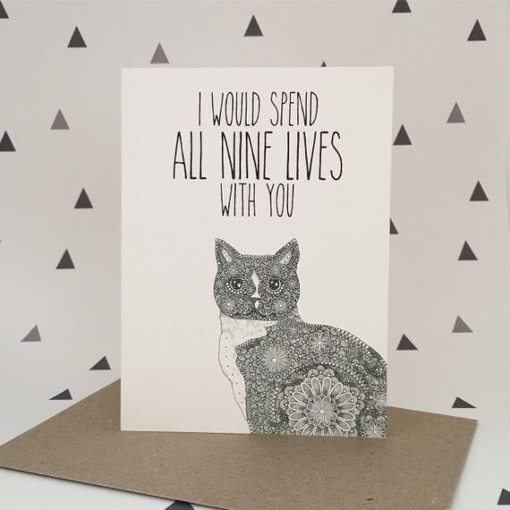 Animal Greeting Card Cat Pun Humor Humour Funny Card Love