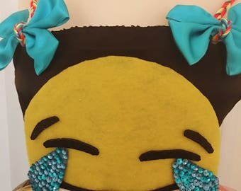 You child will have tears of JOY for thid. Hand applied shiny sequins. Emoji crying laughing emoji! Perfect for Emoji party. Share the joy!