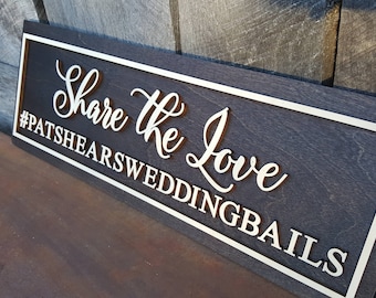 Wedding Hashtag Sign - Wooden Wedding Sign - Share The Love Sign - Event Hashtag Sign - 7.75" x 22"