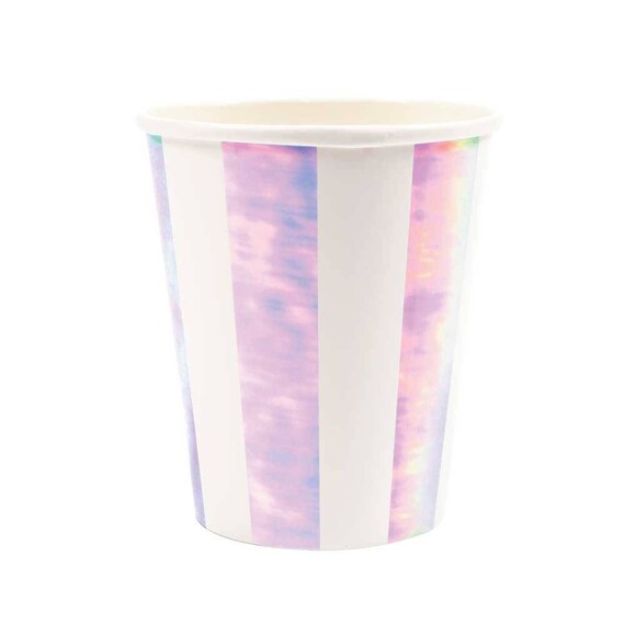 Pink Iridescent Cups Meri Meri Pink and White Paper Party