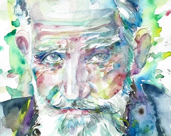 GEORGE BERNARD SHAW - original watercolor portrait - one of a kind!