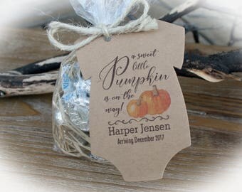 Little Pumpkin Baby Shower Favor | Fall Baby Shower Favor-24-102 Tags only OR DIY Bags/ Tags w/twine- Baby Shower-lil Pumpkin Baby-Oft-pump1