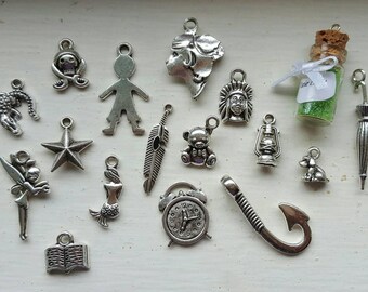 Peter Pan Charm Set 17 Piece Tibetan Style Silver