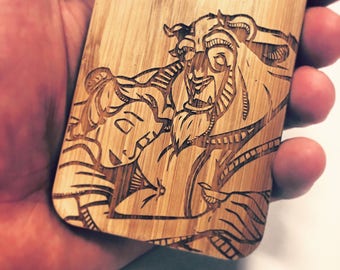 Beauty & The Beast // Engraved Wooden Bamboo Phone Case Belle Disney Wood iPhone7 case, Disney iPhone 7 Plus case, iPhone6 case,