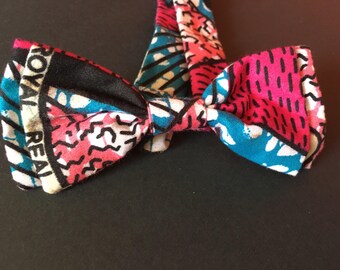 Noeud Papillon double en tissu africain femme mixte wax imprimé motifs liberty scratch mixte homme femme ethnique original fantaisie rose