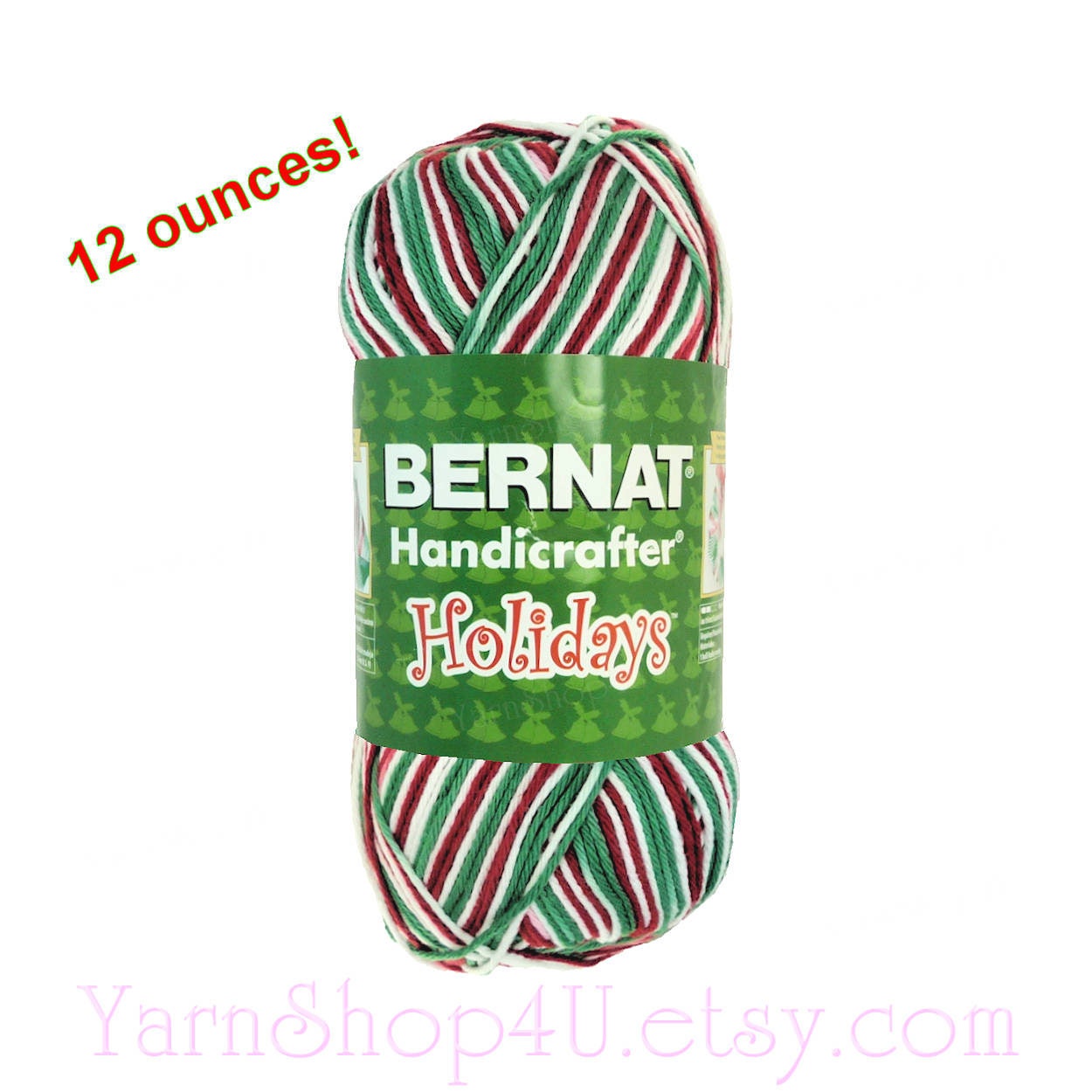 MISTLETOE OMBRE, Bernat Handicrafter Holidays Cotton Yarn. Red White Green yarn, Big Ball Cotton