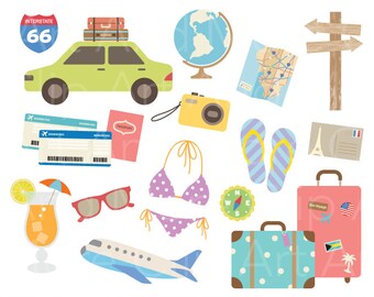 Summer Clip Art Summer Clipart Vacation Clipart Travel Clipart Beach Clipart Clip Art Digital Instant Download