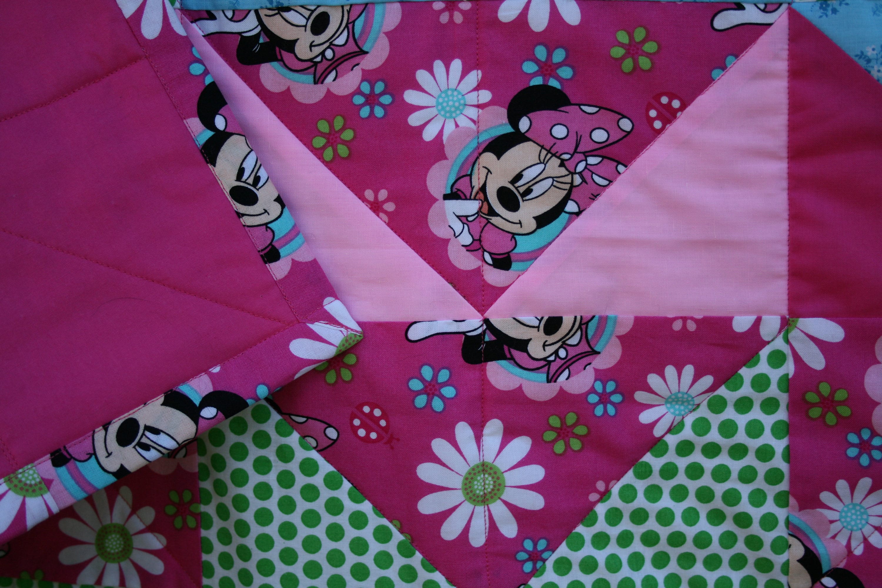 Minnie Mouse Baby Quilt. Star design. ONE of a kind Designed