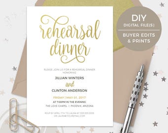 Rehearsal Dinner Invitation Template - Wedding Rehearsal Dinner Invitation, Instant Download, Printable Invitation, Rehearsal Dinner Invite