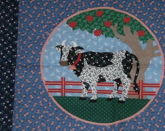 Cow Print Cotton Quilt/Quilting Fabric Panels for Pillows~Set of 4