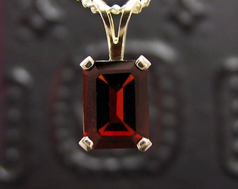Garnet necklace, Red garnet pendant, sterling silver pendant with garnet, pendant necklace red garnet 8x6 mm silver 925 genuine garnet