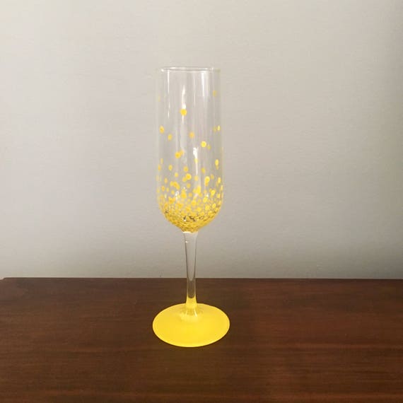 Yellow Bubbles Champagne Flute