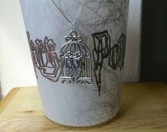 HARRY POTTER Handmade Tealight Candle Holder - Embossed with Hedwig Owl Metal Charm. Lumos Maxima!