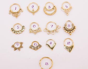 Brass Septum Rings, Brass Septum Rings, Septum Rings, Nose Rings, Brass Nose Ring, Boho, Gypsy, Tribal, Minimal, Brass