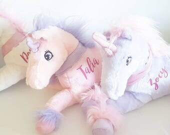 Personalised unicorn, Flower girl gift, Bridesmaid gift, 1st birthday gift, Personalised bunny, personalised Teddy, soft toy