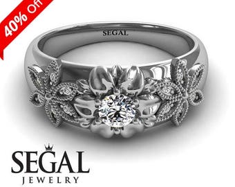 Edwardian Engagement Ring White Gold Art Deco Antique Engagement Ring Diamond Ring Nature Inspired Ring Edwardian Engagement Ring - Emma