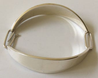Bent Knudsen Denmark MidCentury Modernist Sterling Silver Curved Panel Link Bracelet #64