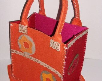 DONUTS GREEDY Tote shopping bag. Multicolor. Made of hand-sewn felt material