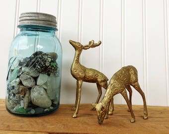 Vintage Pair of Brass Deer