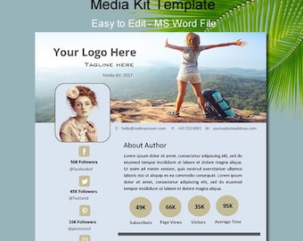 Media kit template, One page media kit, Media kit for blogger, Press Kit Template, Media Kit, Word Media Kit, Word Media Kit, Media Kit Word