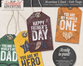 Tags, Father's Day, Digital Download, Printable Collage Sheet, Gift For Him, DIY Printable Tags, Printable Labels, Gift For Dad Idea