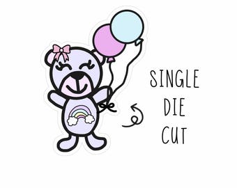 Teddy Girl Balloons Die Cut