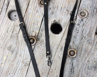 Leather suspenders, man suspenders, woman suspenders, wedding, genuine leather, black suspenders