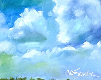 Lazy Days of Summer // landscape painting // original art // beach scape // beach painting // sky painting // cloud painting // landscape