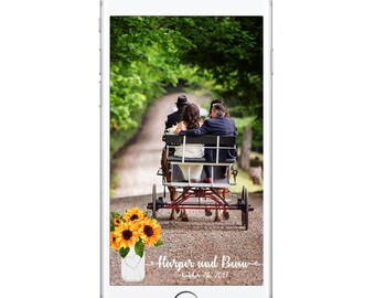 Sunflower, Wedding Snapchat Geofilter - Sunflowers, Mason Jar, Snapchat Filter, Bridal Shower, Rustic Geofilter