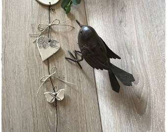 White, grey and brown color ceramic stoneware bird Garland
