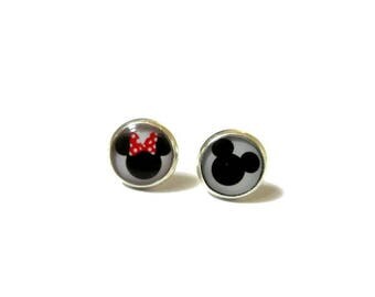 Mickey and Minnie - kids Earrings - Mickey Mouse Jewelry - Disney Earrings - Kids Studs - Mickey Minnie Jewelry - Mickey Mouse Earrings