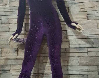 Cheshire cat costume, Alice in wonderland,size xs ,carnival costume,purple sparkling rompers ,jumpsuit/Halloween accessories/tea party