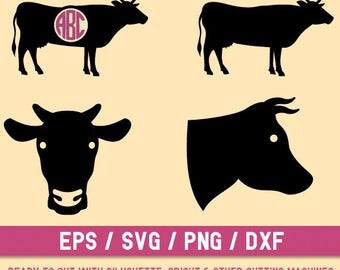 Cow svg, Cow svg file, Cowcut file, Cow Monogram svg, Cow cricut, Cow silhouette, Milk svg, Milk svg file