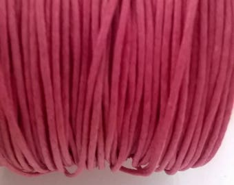 Set of 5 meters of cotton cord coated Rose 1 mm