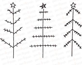 Christmas Tree SVG rustic Hand Drawn Christmas Trees