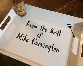 Father's Day Gift, BBQ gift, barbecue dad gift, serving tray, grilling tray, grandfather gift, king of the grill