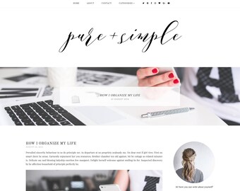 50% OFF Pure&Simple Premade Blogger Template - Responsive Blogger Template - Feminine Blogger Template -Minimalist Template-Blogger Template