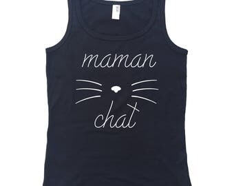 Maman Chat Camisole Pour Femme - T-Shirt En Francais - French Shirt - Cat Mom Tank Top - Womens Tank Top - Womens Clothing