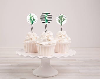 Cactus Cupcake Toppers, Cupcake Toppers, Cactus Party Decorations, Cactus Birthday Decorations, Cactus Cake Toppers, Printable Decorations