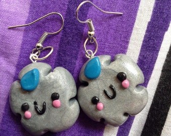 polymer clay cloud earrings