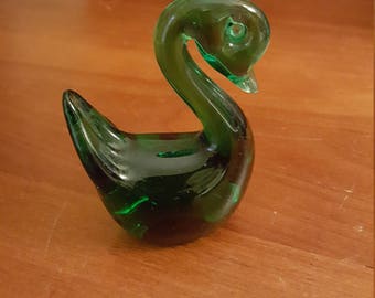 green glass swan figurine