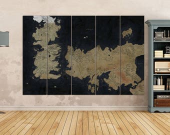 Game Of Thrones Map Leather Print/Game Of Thrones Art seven kingdoms map /Ice and Fire stark Game of Thrones Old westeros map