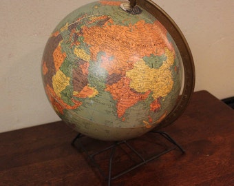 Vintage World Globe Antique Globe Map 1950's
