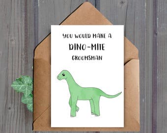 DIGITAL DOWNLOAD, Printable Groomsman Proposal Card, Dinosaur, Card For Groomsmen, Downloadable, Funny Groomsman Card,