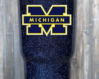 University of Michigan Glitter Yeti, Michigan Glitter Tumbler, Michigan Yeti, Michigan Gift, Michigan Tumbler, Ozark. Glitter Yeti Cup, mug
