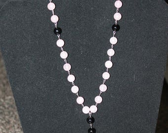Rose Quartz and Black Agate Anglican Rosary