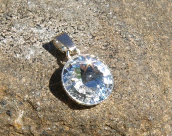 Swarovski Rivoli Pendant Clear Crystal Pendant Swarovski Wedding Pendant Crystal Necklace Swarovski Crystal Necklace Everyday Jewelry