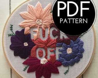 digital hand embroidery pattern | fuck off design | digital PDF download | embroidery pdf | embroidery pattern