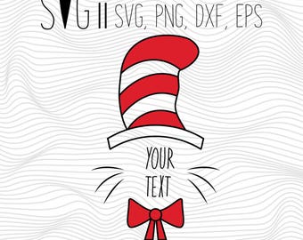 Cat the Hat Svg, Seuss Svg File, Svg Files Cat, in The Hat Svg For Silhouette, Svg For Cricut, Iron On Transfer Dr. Cut